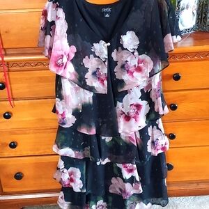 Black floral tiered dress by ignite